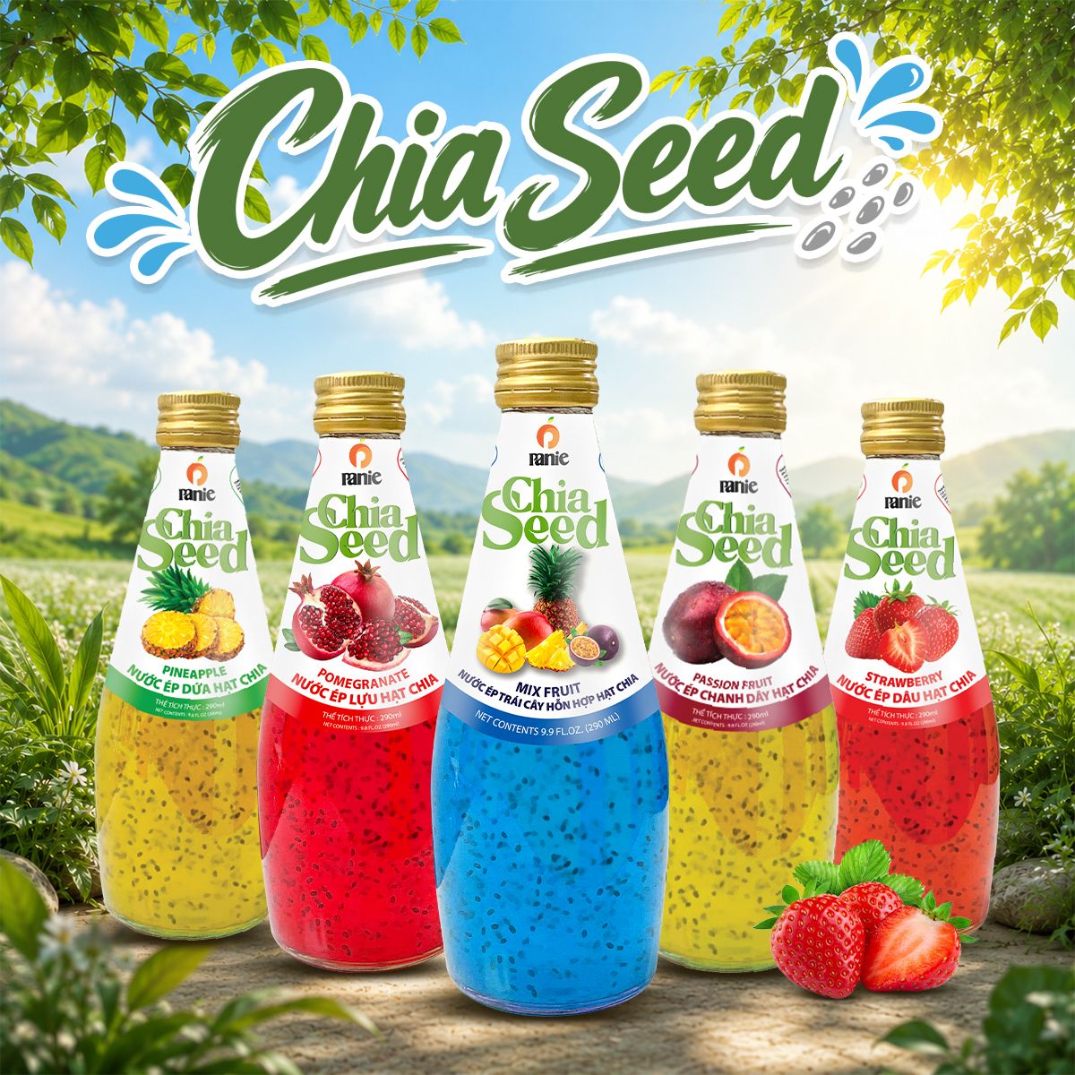 Panie - Hạt chia – 290ml chai thủy tinh
