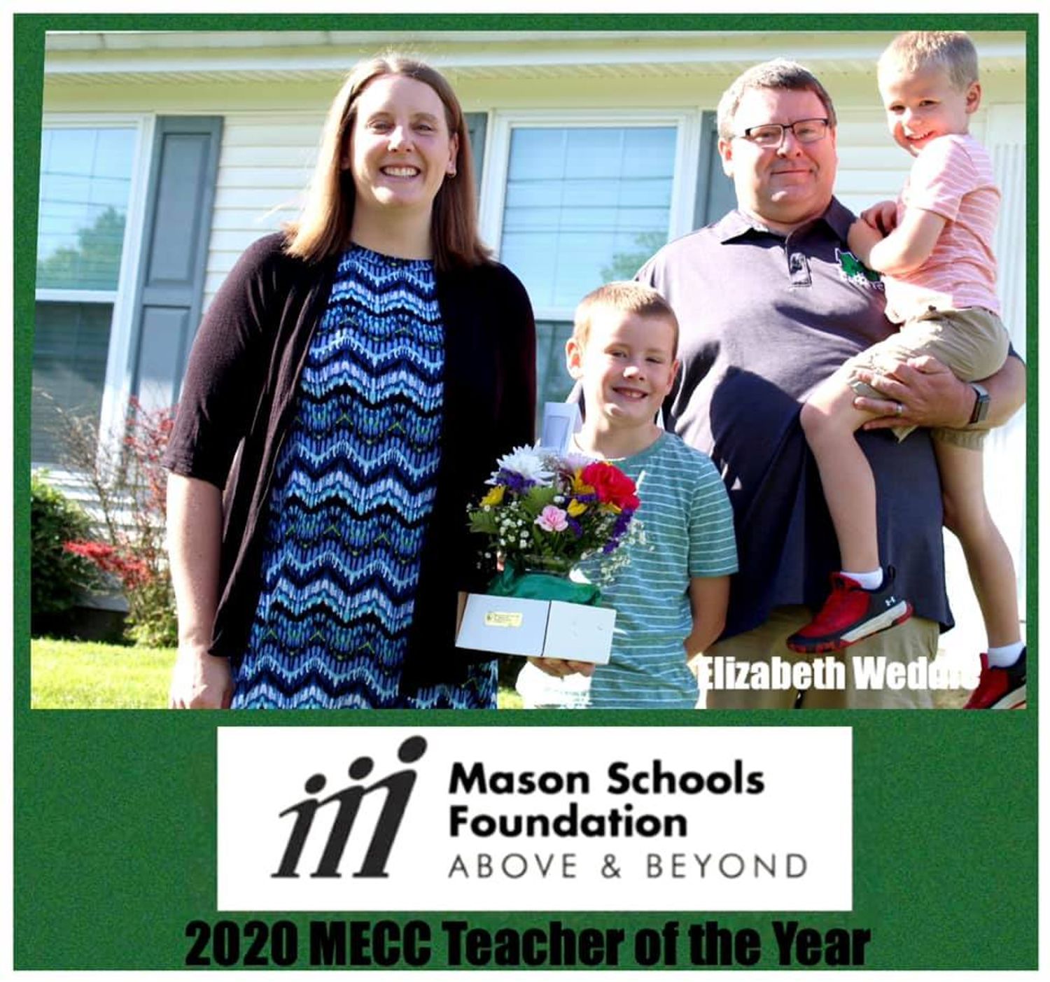 Elizabeth Weddle with her family and award