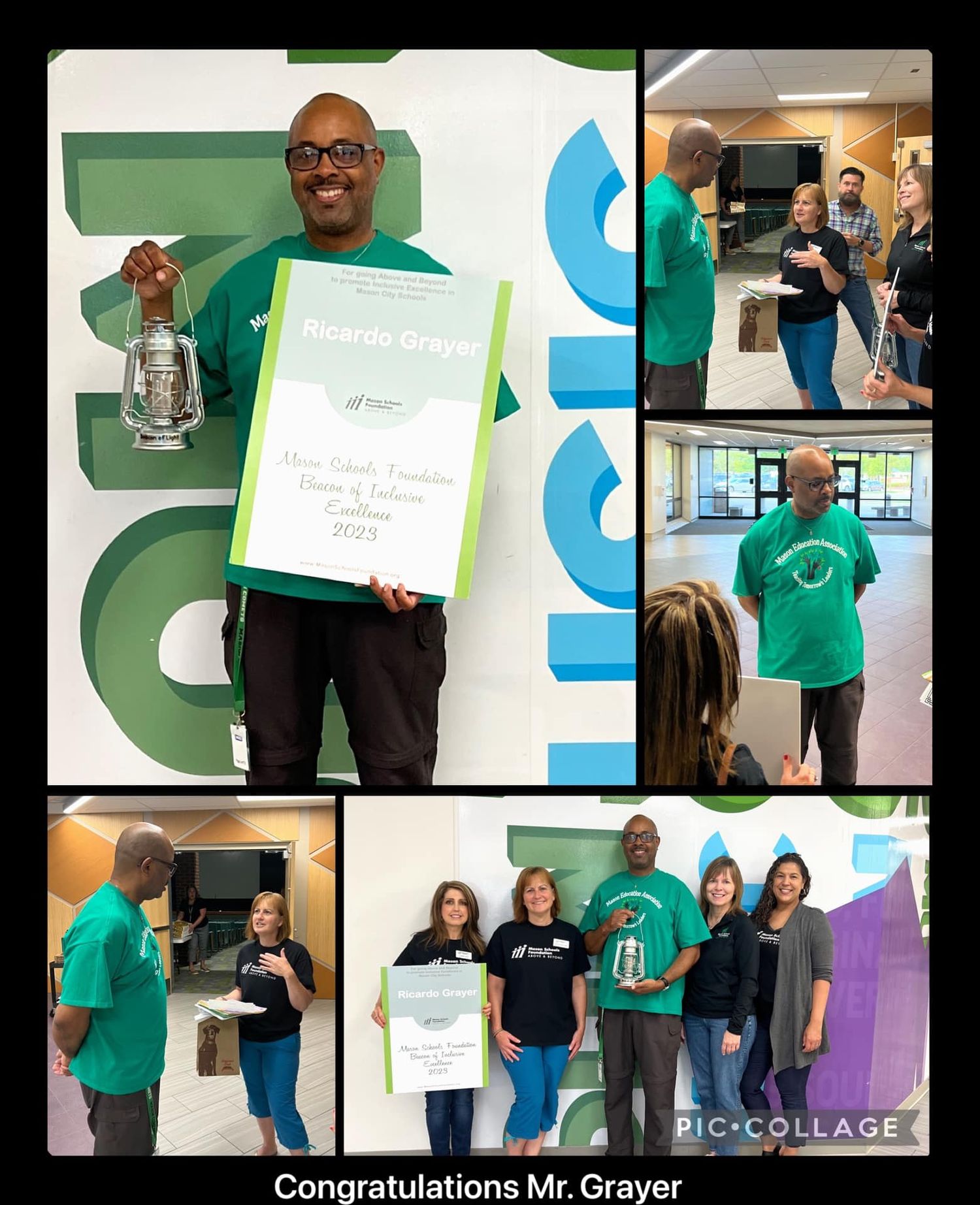 Collage of Ricardo Grayer with his award