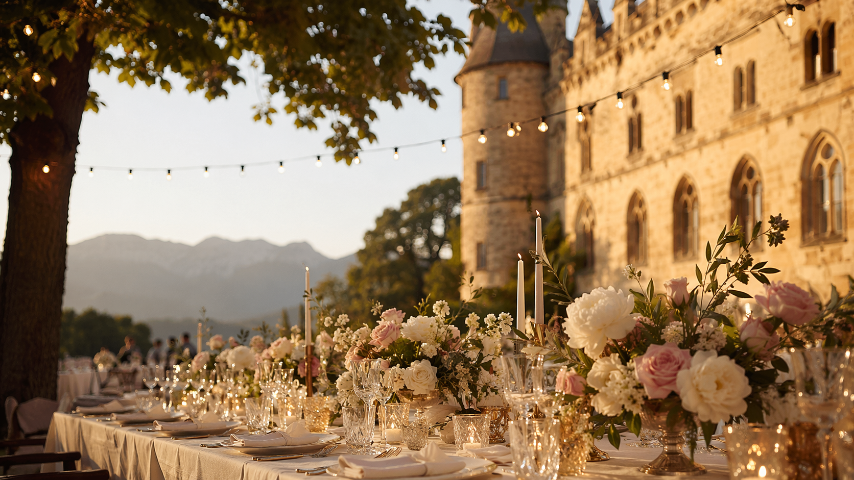 Bride and groom celebrating at a wedding venue in Munich with a mix of historic architecture and beer garden atmosphere