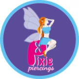 a logo for jixie piercings with a fairy sitting on a heart