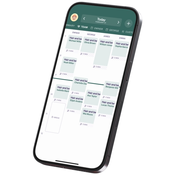 a cell phone displays a schedule for hair and be