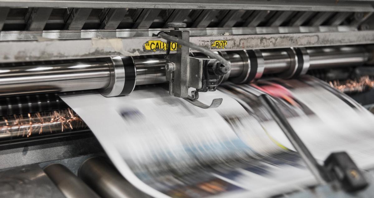 Local newspapers being printed