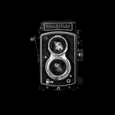 Camera on a black background