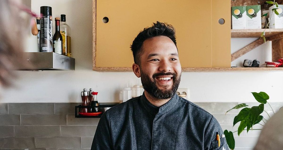 Kai Yasuda working in his home kitchen