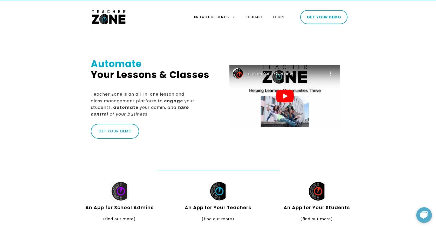 Screenshot of teacher-zone