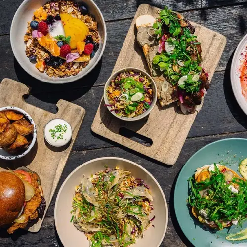 Table of food at Vudu Café