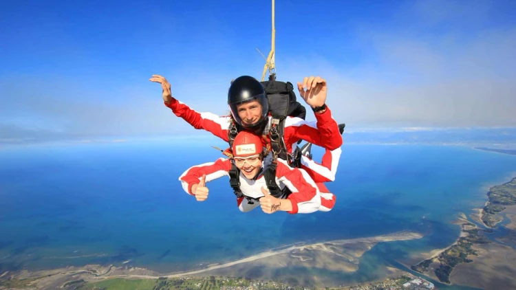 Tandem skydivers in New Zealand