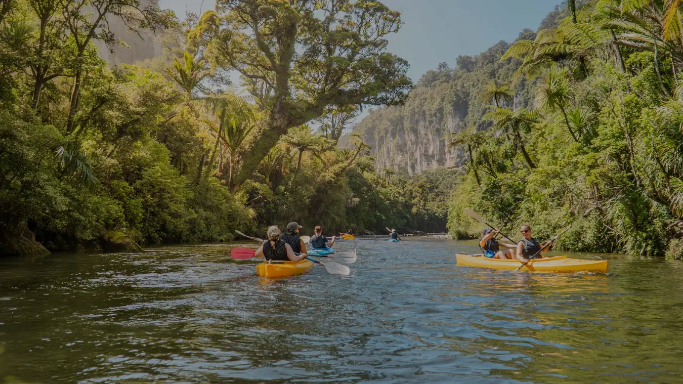 Group of people kayaking in Punakaiki
