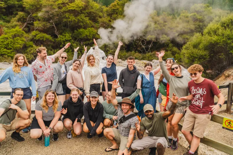 A group photo with wild kiwi tour nz