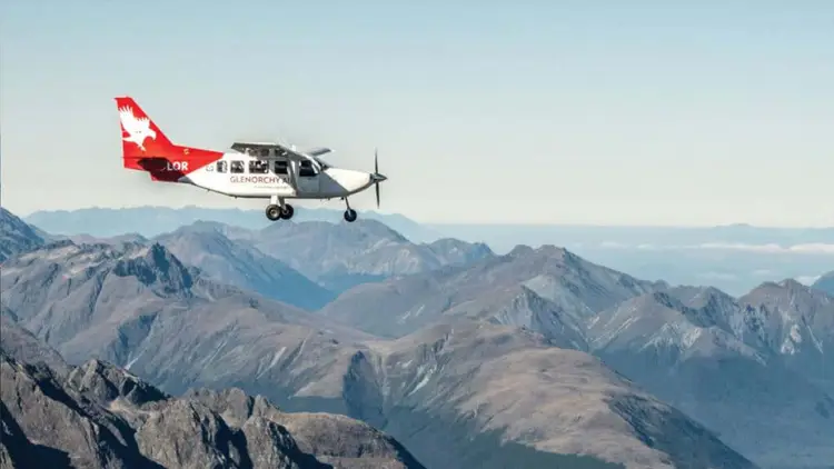 Aeroplane flying over the Southern Alps