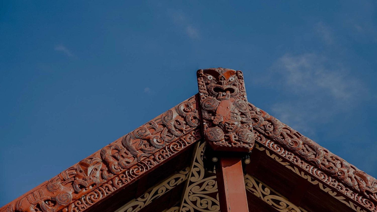 Marae carving at Waitangi in New Zealand