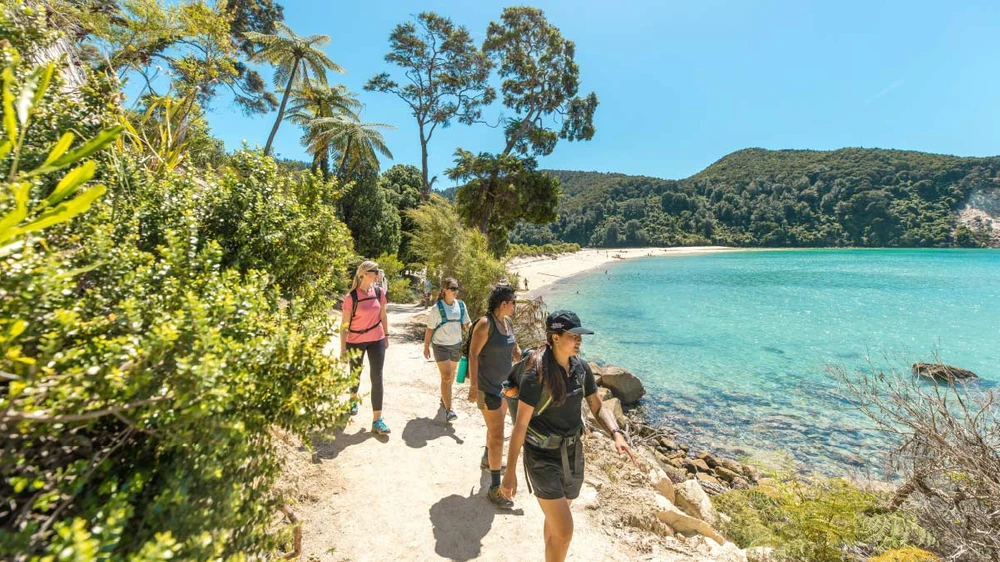 Group of people walking Abel Tasman National Park