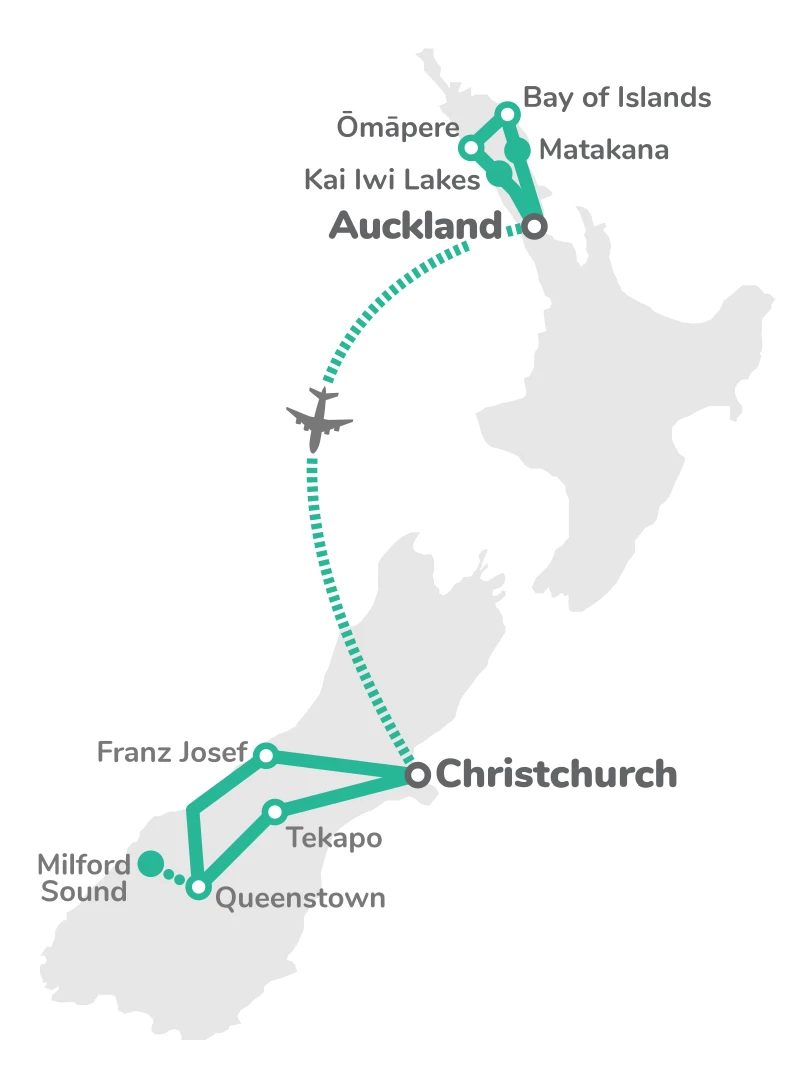 Cape to Fiordland Voyager route map