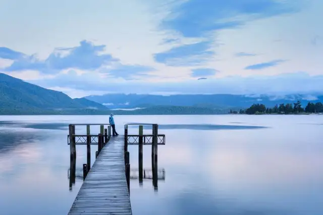 Woman on the wharf at Lake Te Anau