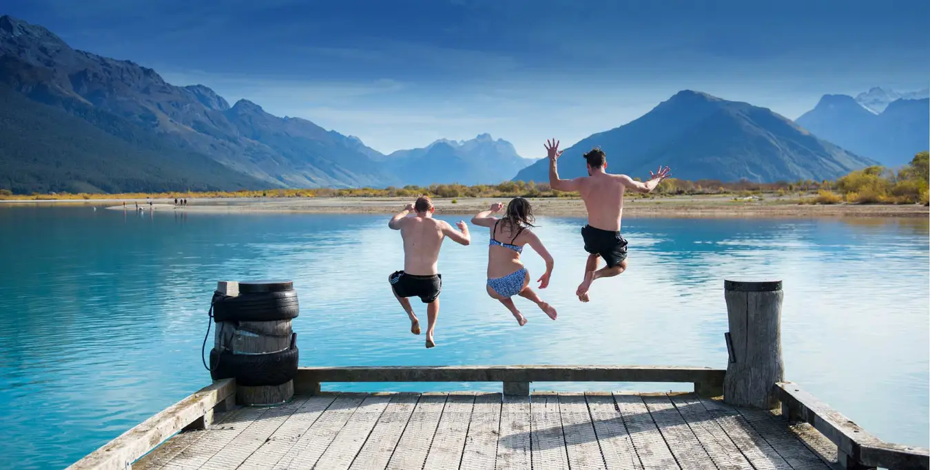 A group of people jumping