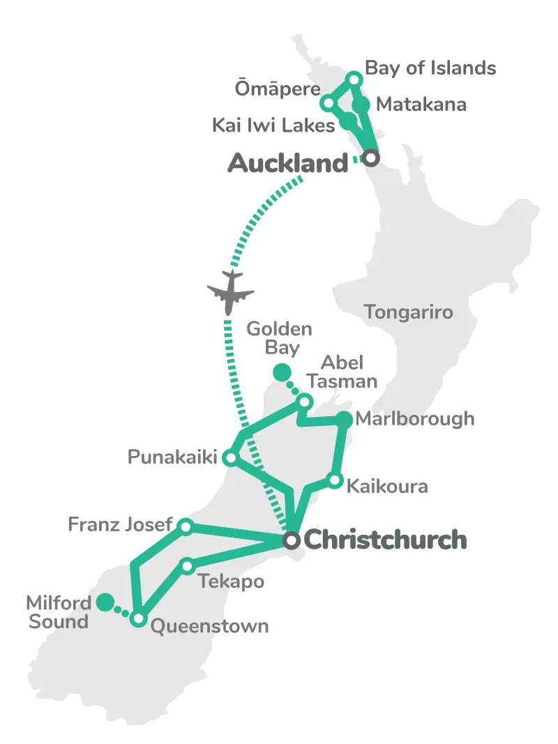 New Zealand Uncovered route map