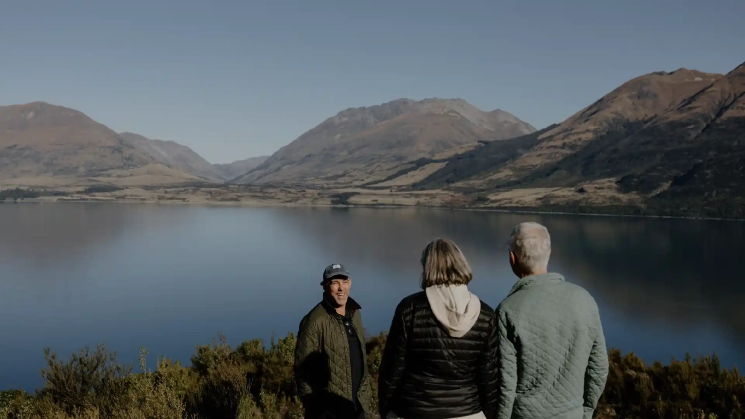 Group of friends at Bennetts Bluff overlooking Lake Wakatipu in Queenstown