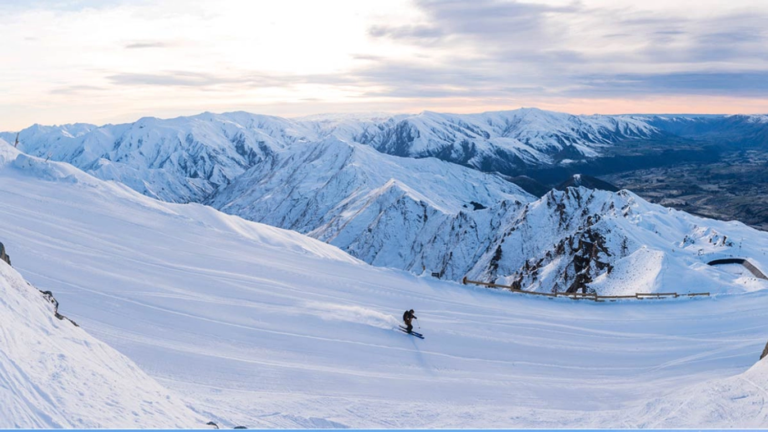 Solo travellers on a snow mountain, Cadrona, New Zealand