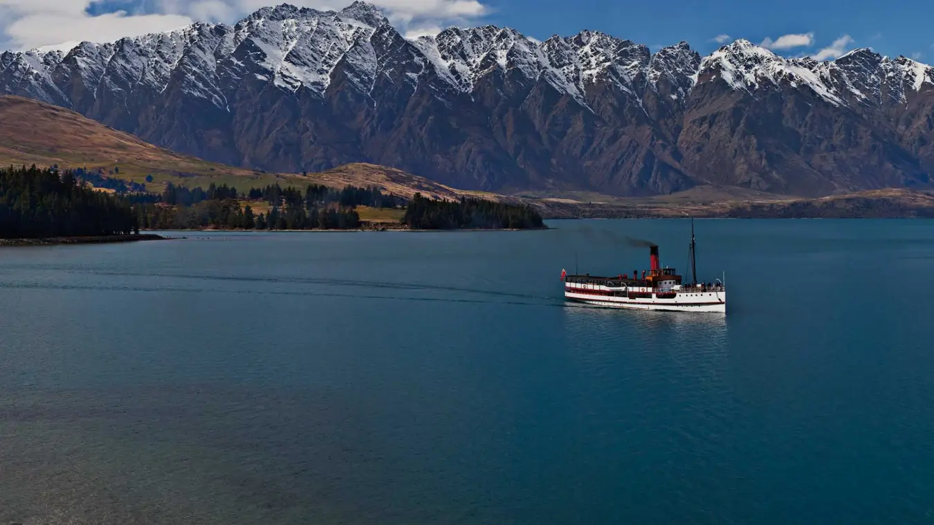 The Earnslaw ship cruising on Lake Wakatipu