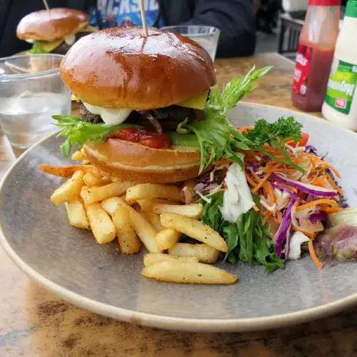 Burger and fries