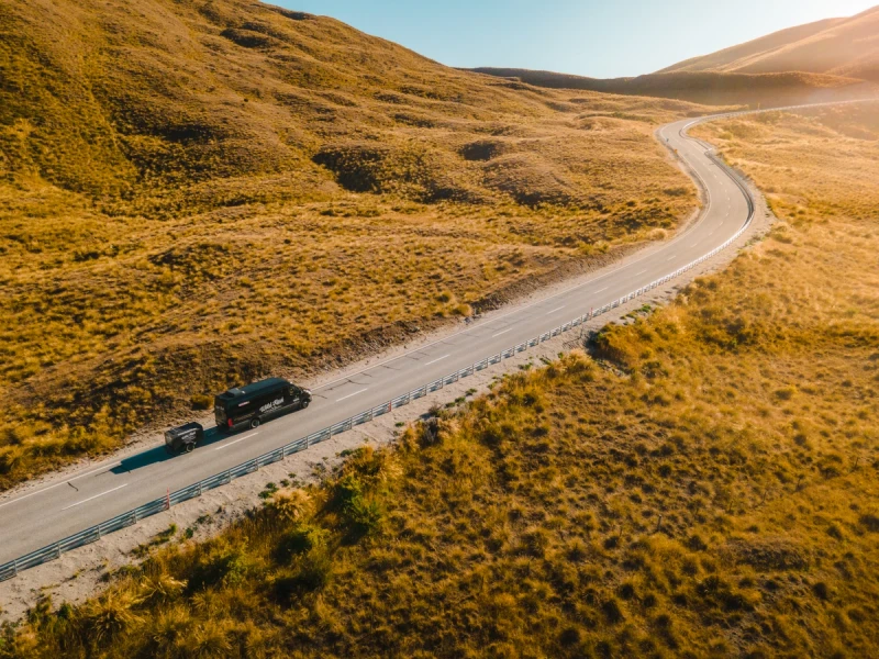 wild kiwi van from a drone view