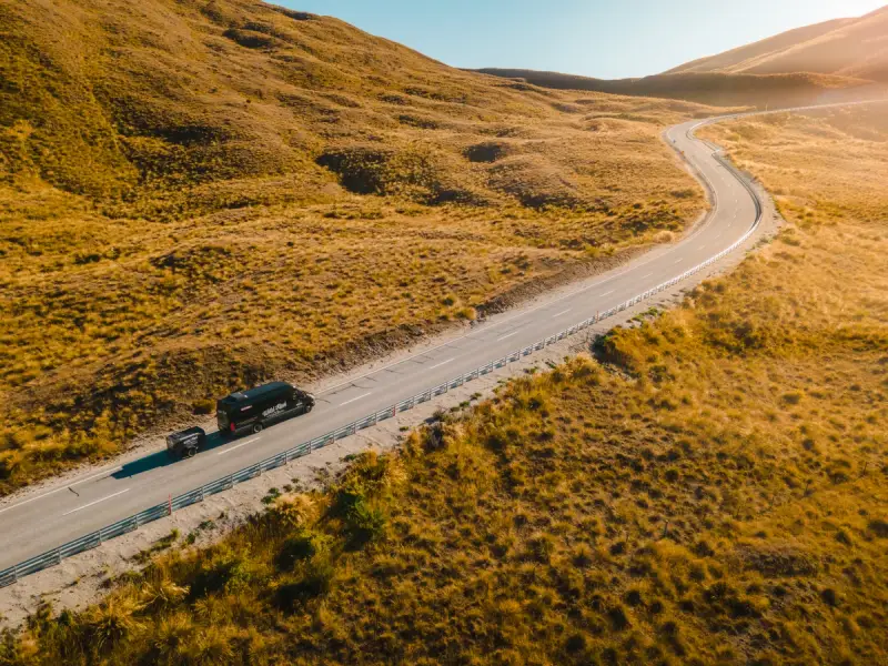 wild kiwi van from a drone view