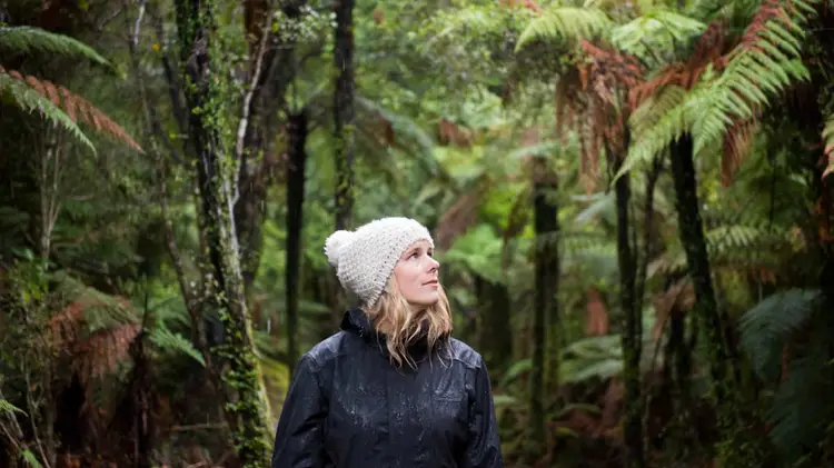 Woman walking in the bush