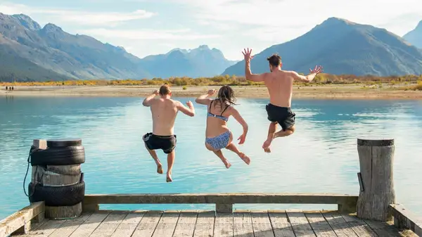 Three people jump off Glenorchy pier in New Zealand