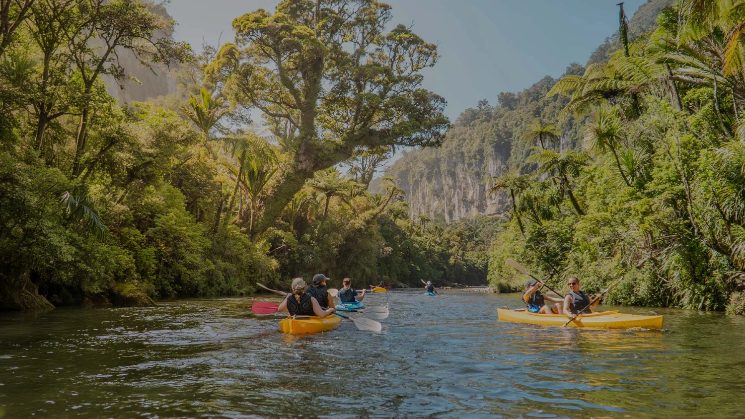 Group of people kayaking in New Zealand