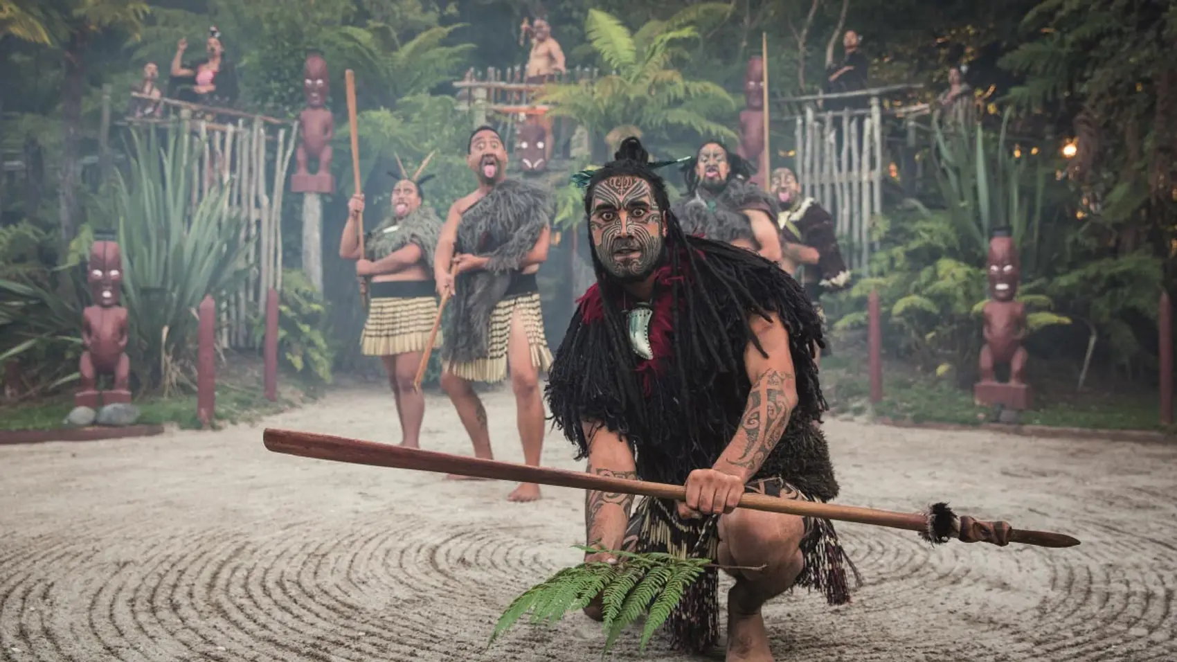 Maori man welcomes guests in Rotorua