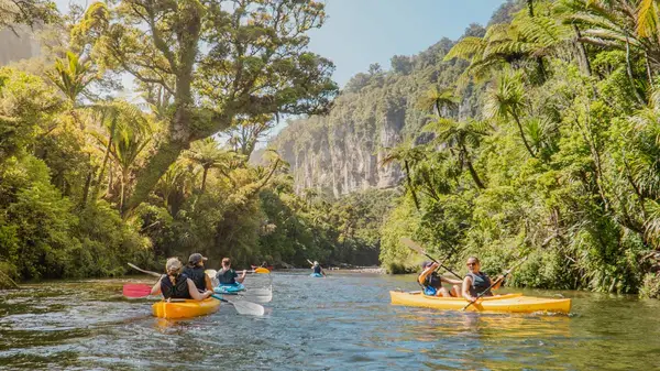 Group of people kayaking at Punakaiki