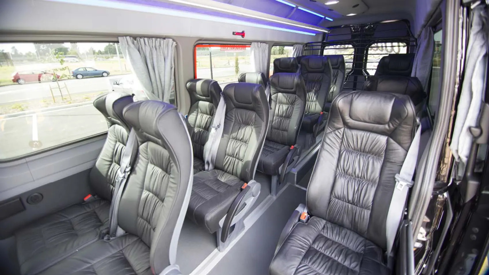 Interior of Wild Kiwi Tours bus