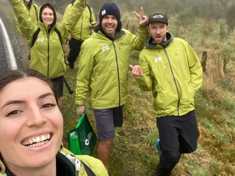 Wild Kiwi guides and team members take part in a conservation day with Rotorua Canopy Tours, walking through New Zealand bushland while supporting pest control and habitat protection efforts that help preserve native forests and wildlife.