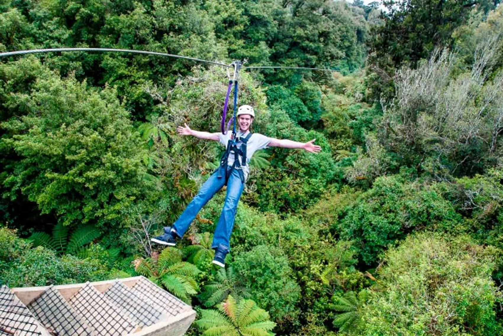 Image of a man on a zipline