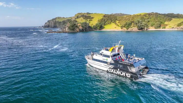 Boat cruising in the Bay of Islands