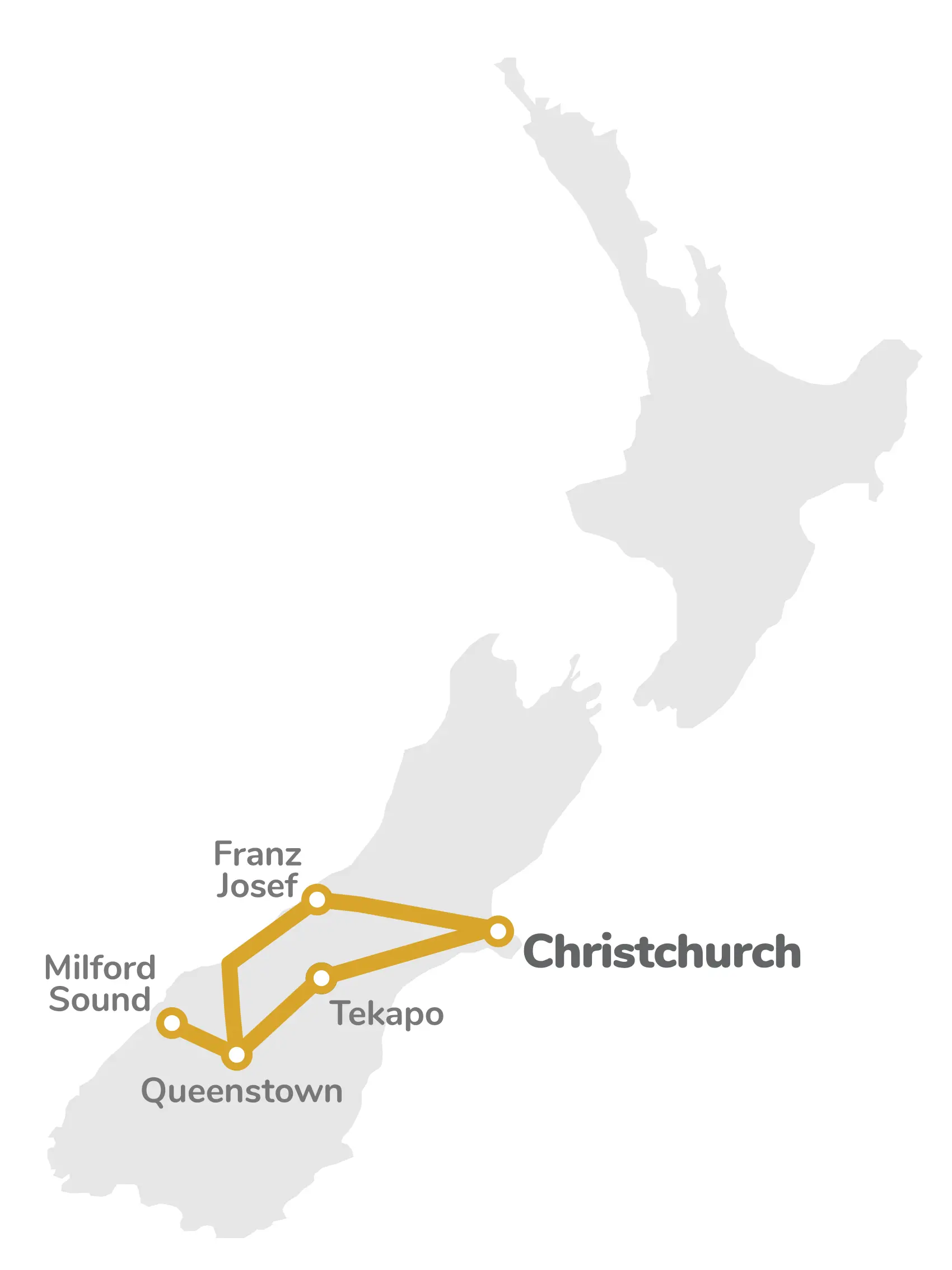 South Island Escape route map