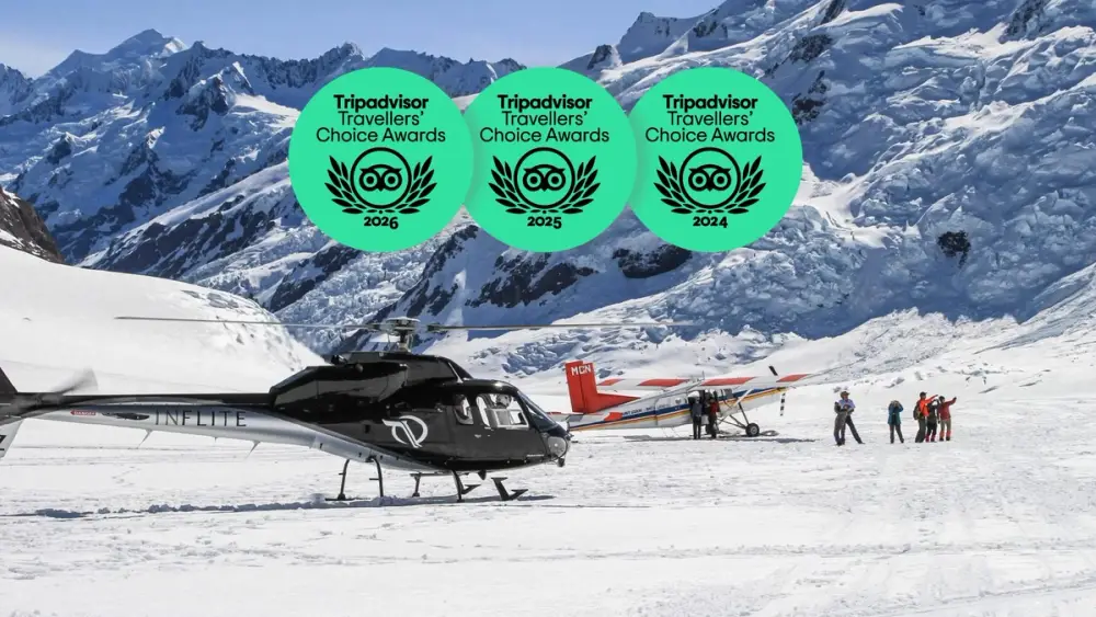 Helicopter and ski plane on a glacier