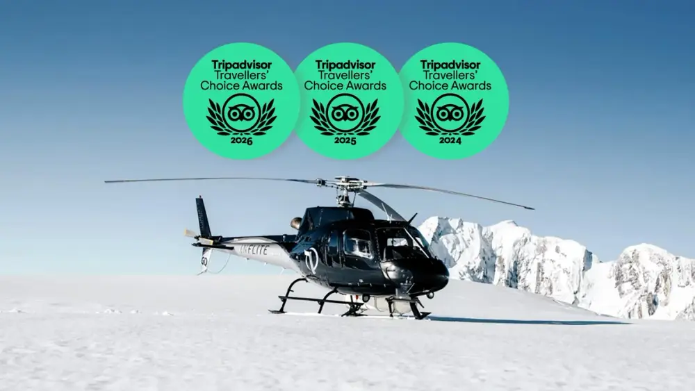 Helicopter on snow at Mount Cook