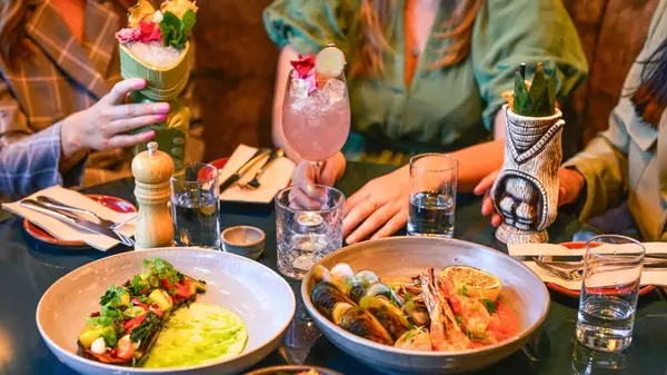 Food and drink at a Thai restaurant in Christchurch