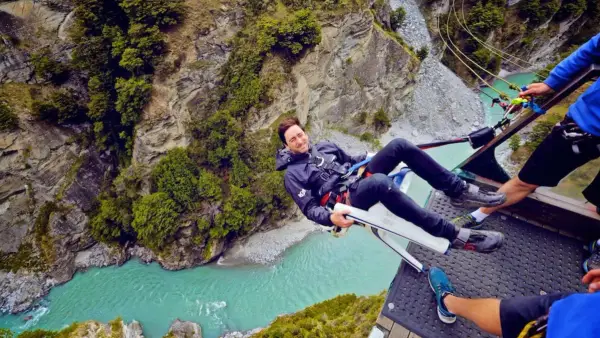 Man on the canyon swing in Queenstown