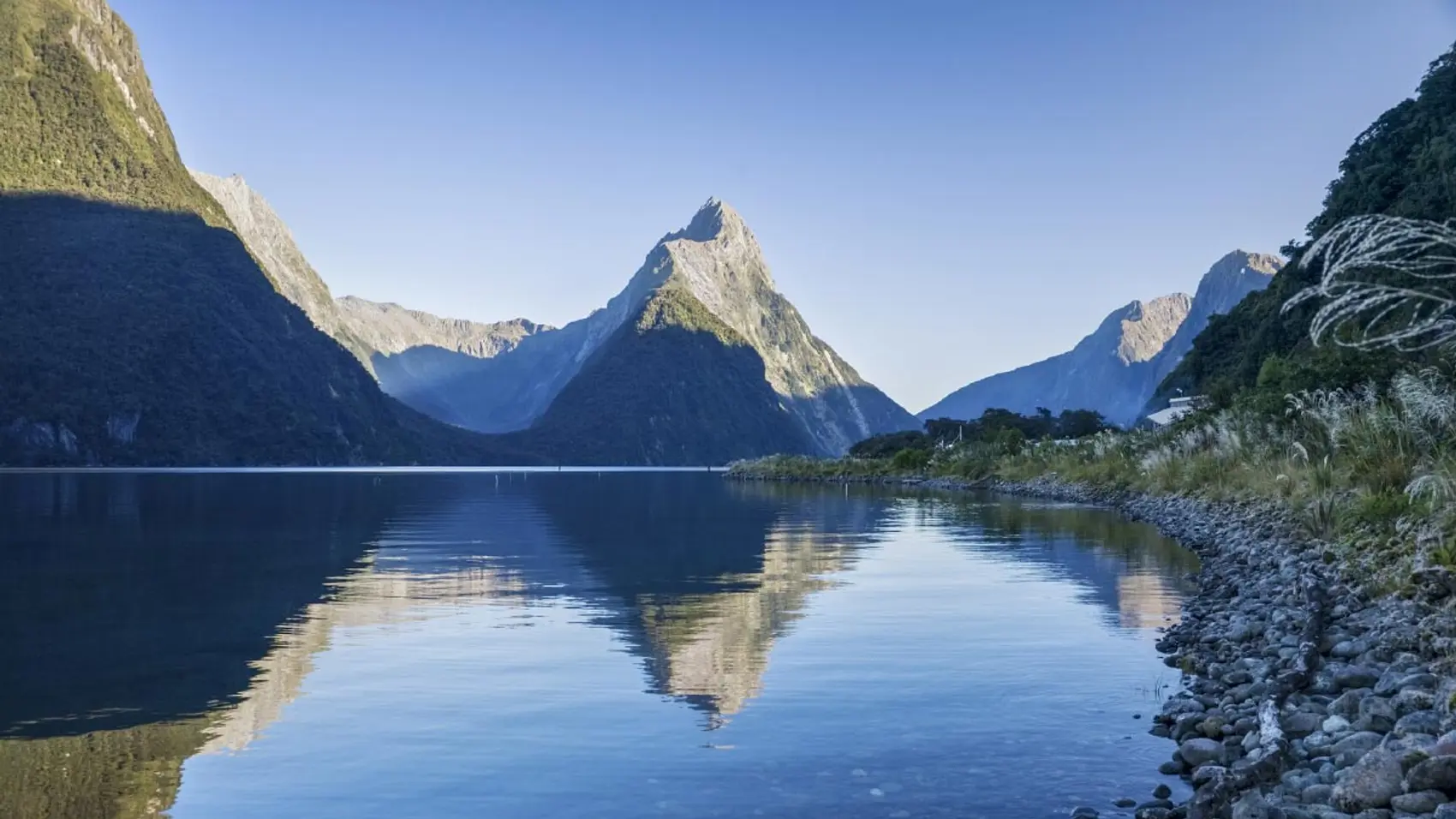 Sunrise at Milford Sound in New Zealand