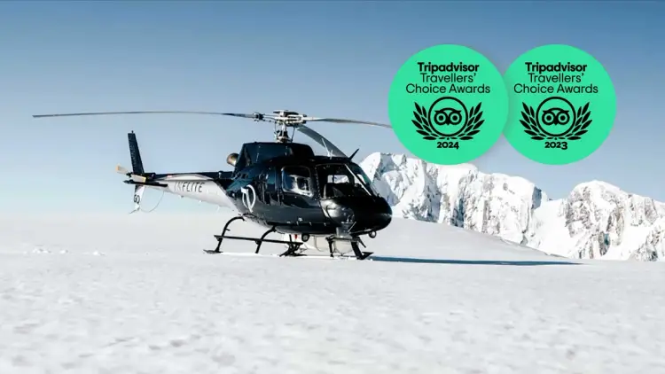 Helicopter on an alpine landing in Mount Cook National Park