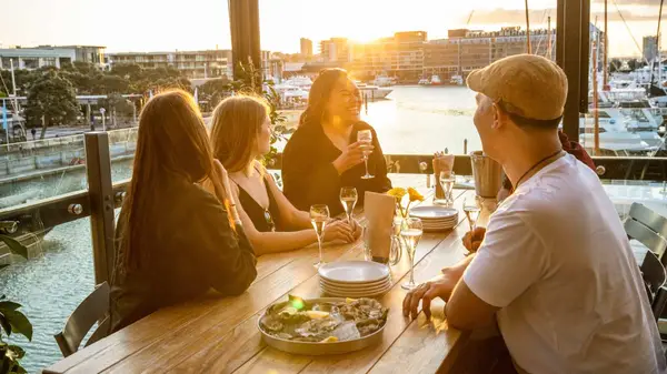 Group of friends at a bar in Auckland