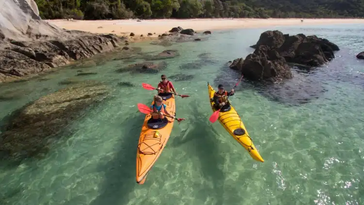 Two kayaks in Abel Tasman National Park