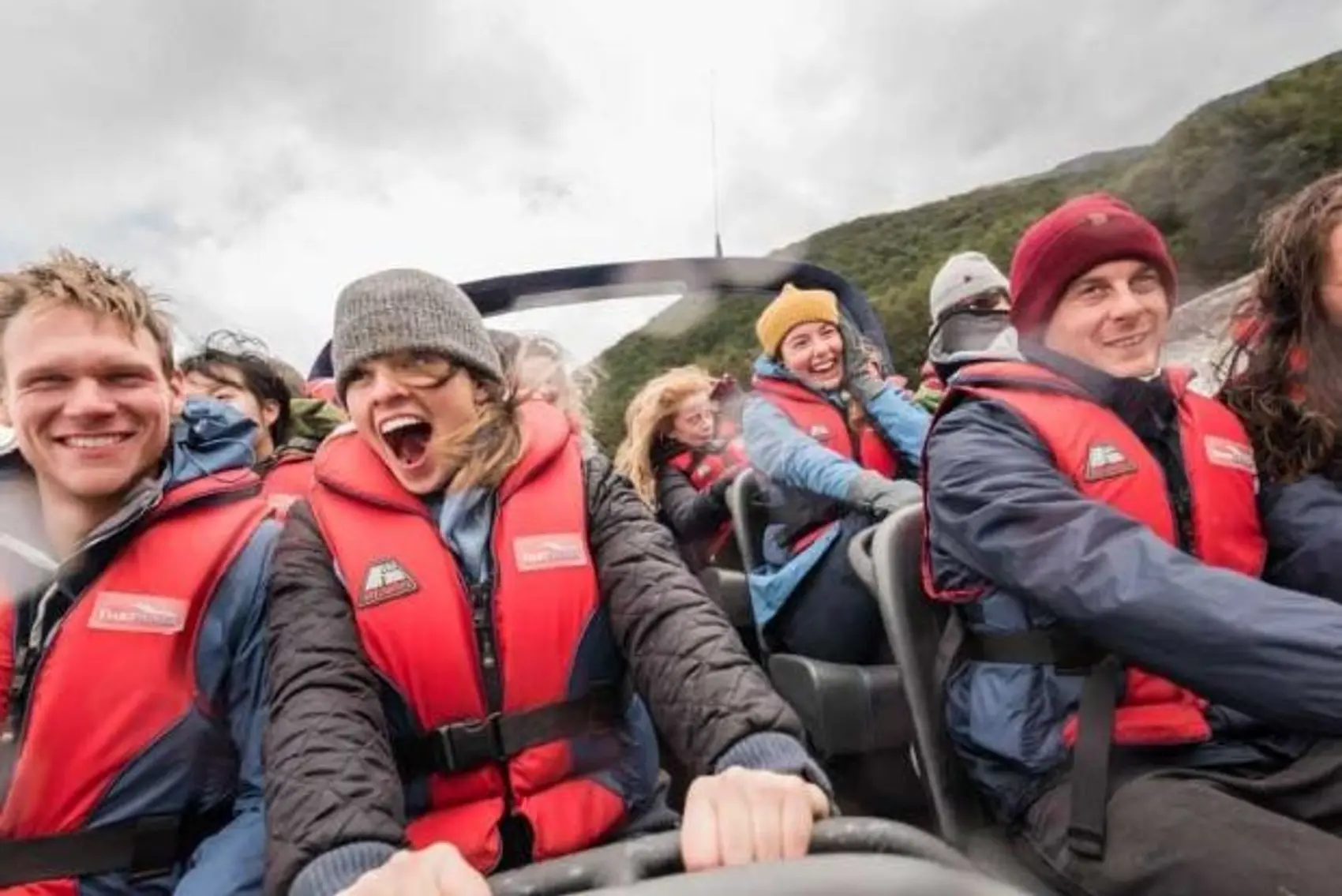 Wild Kiwi guests jet boating in Queenstown