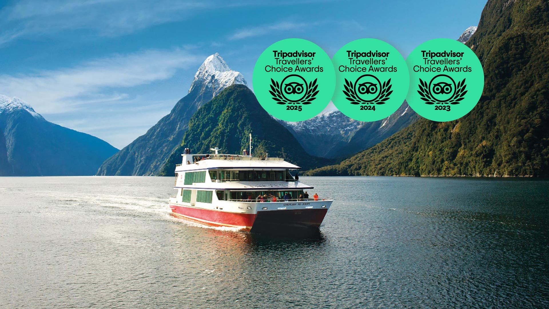 Boat cruising in Milford Sound
