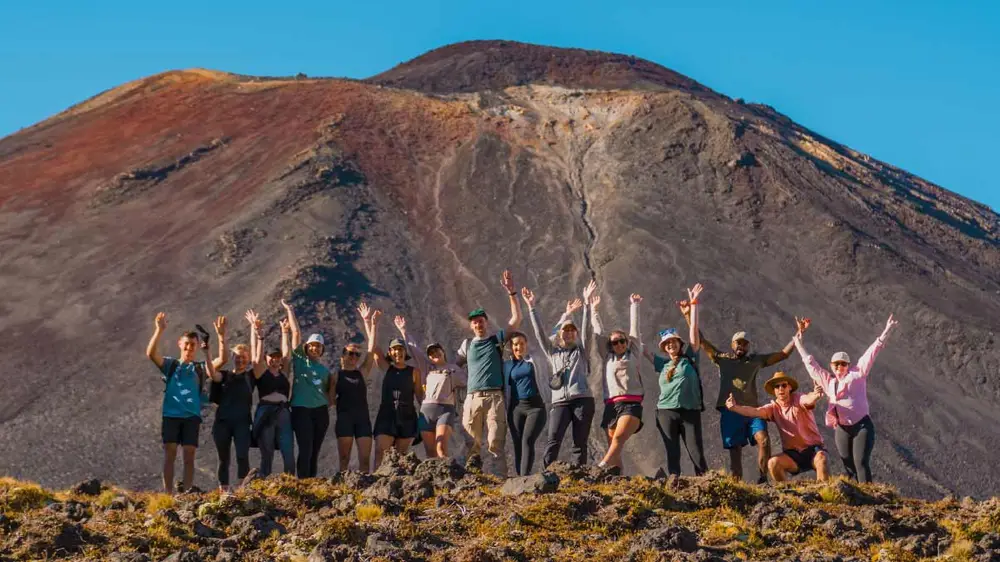 Group of hikers on the Tongariro Crossing