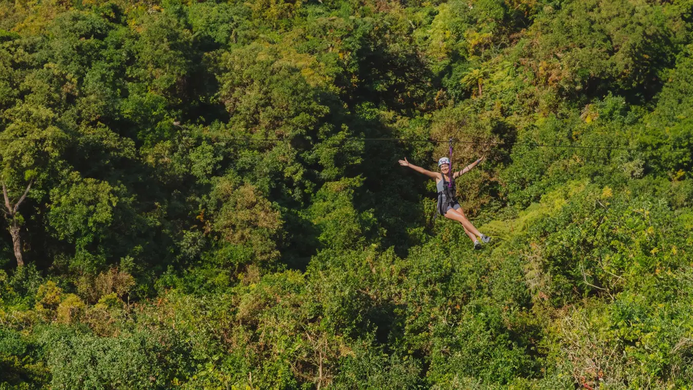 Woman on a zip-line in Rotorua in New Zealand