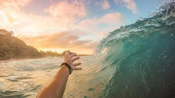 Person in a wave in New Zealand